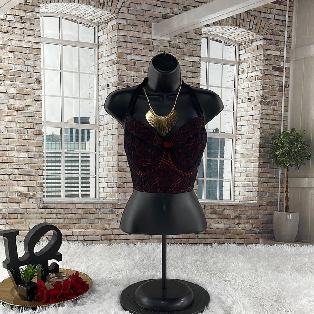 Women’s Comexim Red & Black Floral Laced Bustier Bra (30J) R19